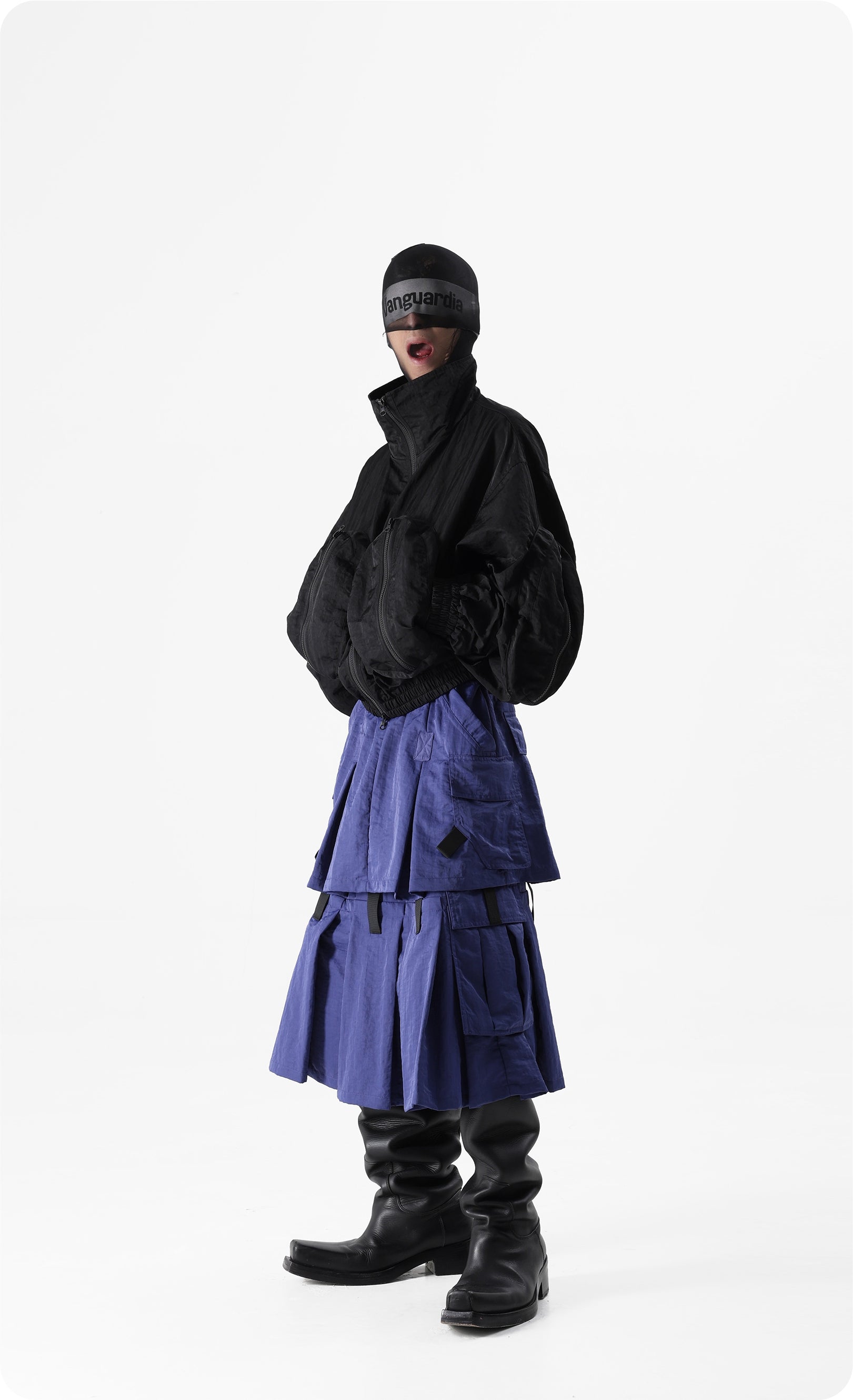 Vanguardia Double-Layer Nylon Cargo Skirt