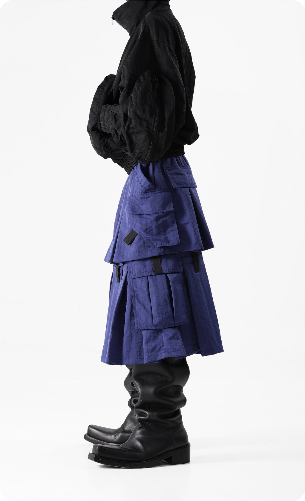 Vanguardia Double-Layer Nylon Cargo Skirt
