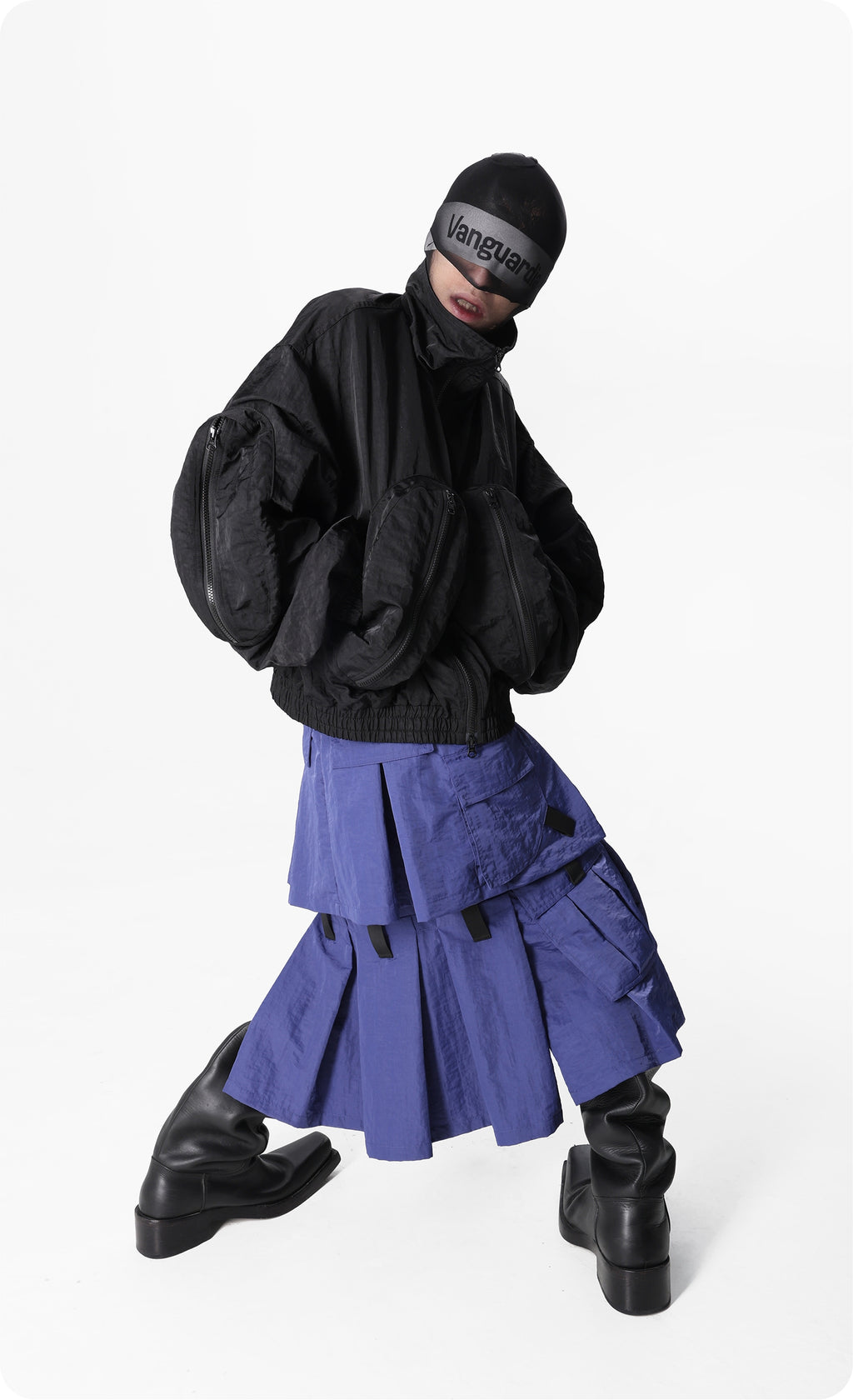 Vanguardia Double-Layer Nylon Cargo Skirt